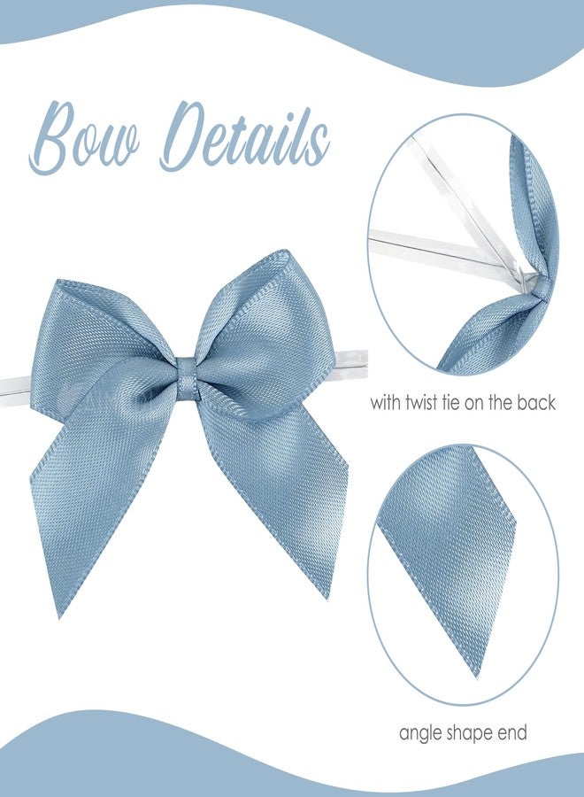 AIMUDI Dusty Blue Satin Bows 2" Satin Bow for Gift Wrapping Small Bows with Twist Ties Premade Ribbon Bow for Crafts Cake Pop Treat Bags Wedding Bridal Shower Birthday Party Decoration, 50 PCs - Image 4